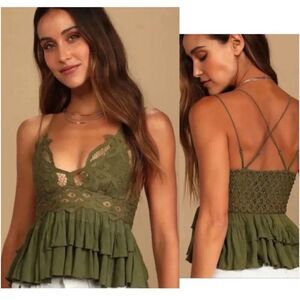 NWT FREE PEOPLE Adella Cami in Olive Sparrow, size Small
